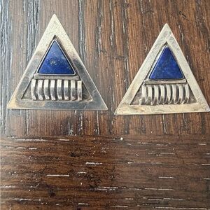 Vintage Sudha Sterling Silver & Lapis Earrings